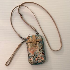 Sakroots Tan and Blue Patterned Crossbody Bag